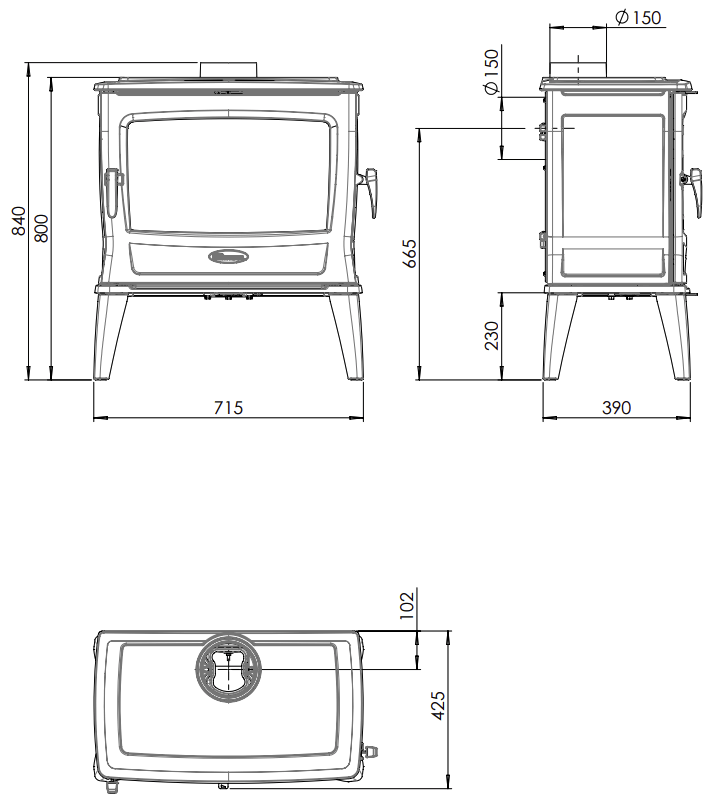 Dovre TAI55WD Houtkachel-line_image dovre-tai55wd-houtkachel-line_image