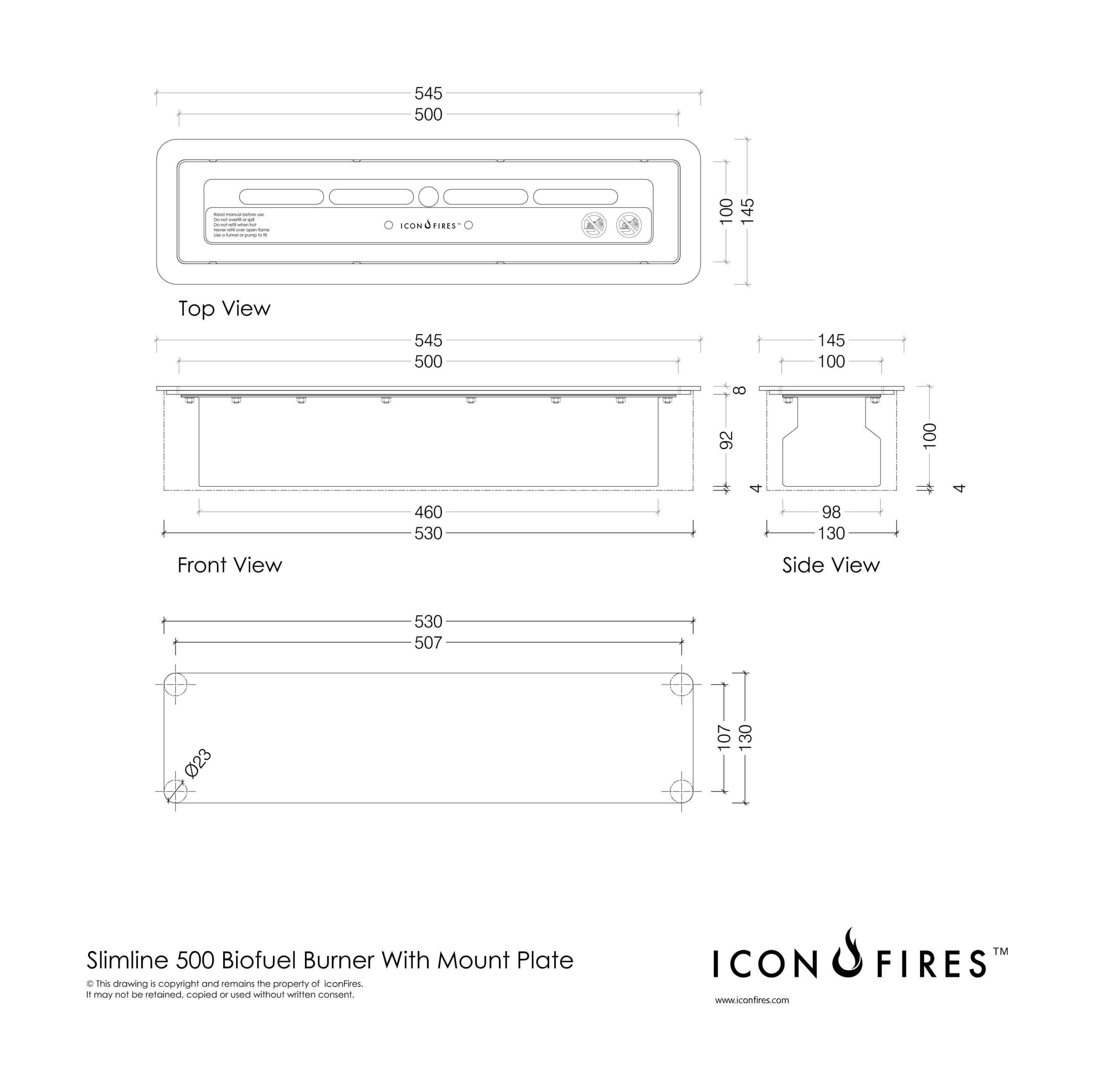 Icon Fires Slimline brander 500mm-line_image icon-fires-slimline-brander-500mm-line_image