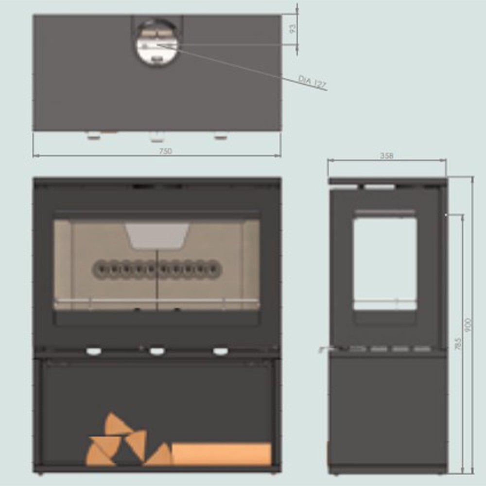 Charlton & Jenrick Purevision LPV8 Depot houtkachel -line_image charlton-jenrick-purevision-lpv8-depot-houtkachel-line_image